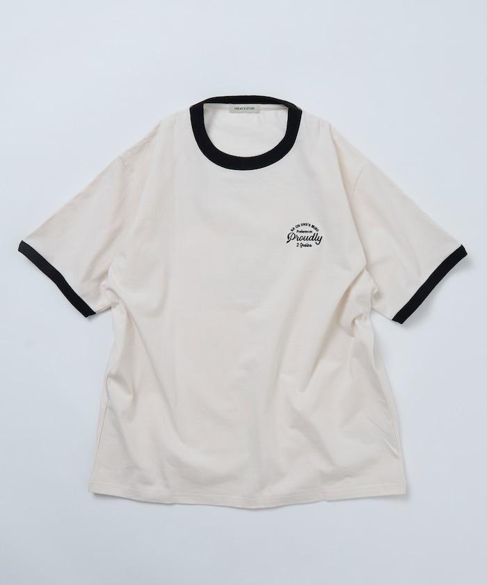 寬鬆版 後背刺繡 Cherry ringer 設計 圓領 T恤