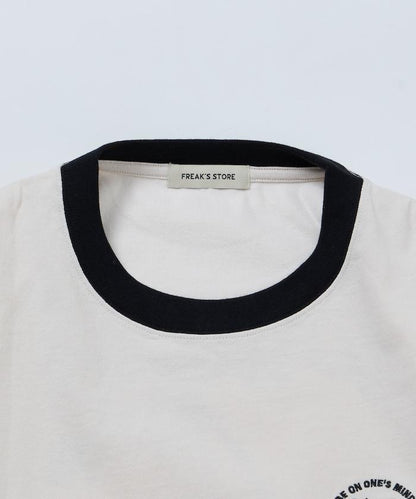 寬鬆版 後背刺繡 Cherry ringer 設計 圓領 T恤