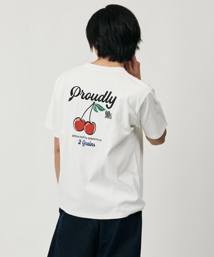 寬鬆版 後背刺繡 Cherry ringer 設計 圓領 T恤