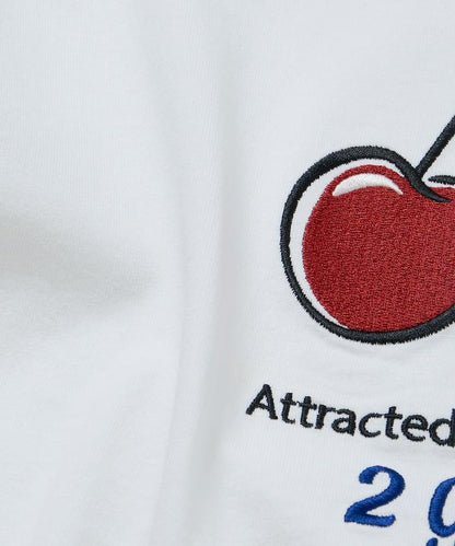 寬鬆版 後背刺繡 Cherry ringer 設計 圓領 T恤