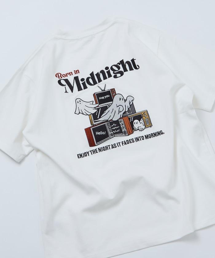 寬鬆版型 後背刺繡 圓領 T恤 Midnight