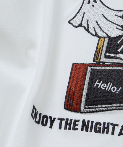 寬鬆版型 後背刺繡 圓領 T恤 Midnight