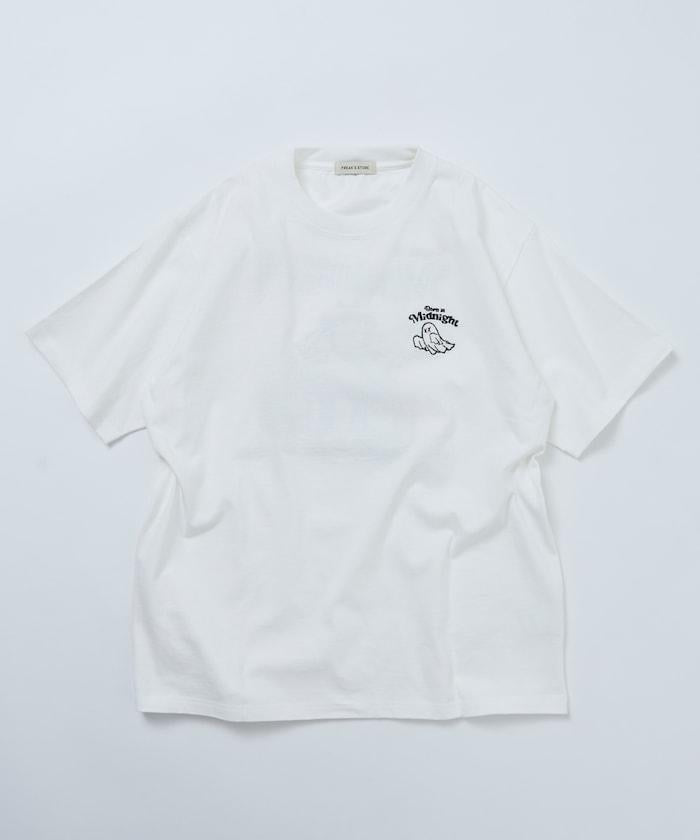 寬鬆版型 後背刺繡 圓領 T恤 Midnight