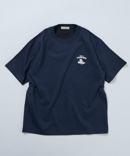 寬鬆版型 後背刺繡 圓領 T恤 Midnight