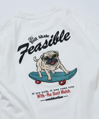 寬鬆版型 後背刺繡 Dog 圓領 T恤