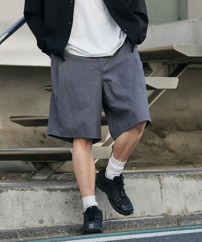可水洗麻混 休閒短褲