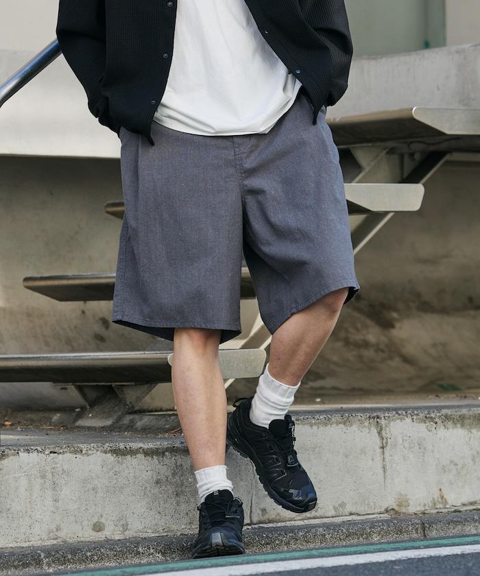 可水洗麻混 休閒短褲