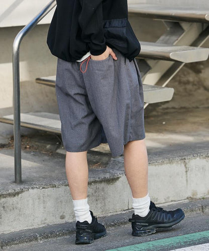 可水洗麻混 休閒短褲