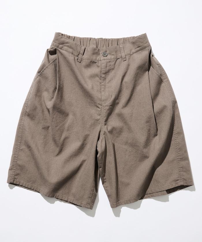 可水洗麻混 休閒短褲