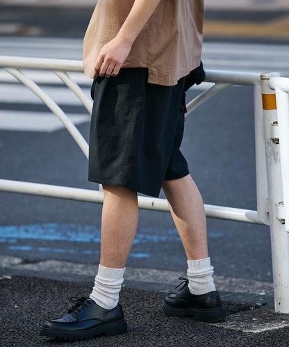 可水洗麻混 休閒短褲