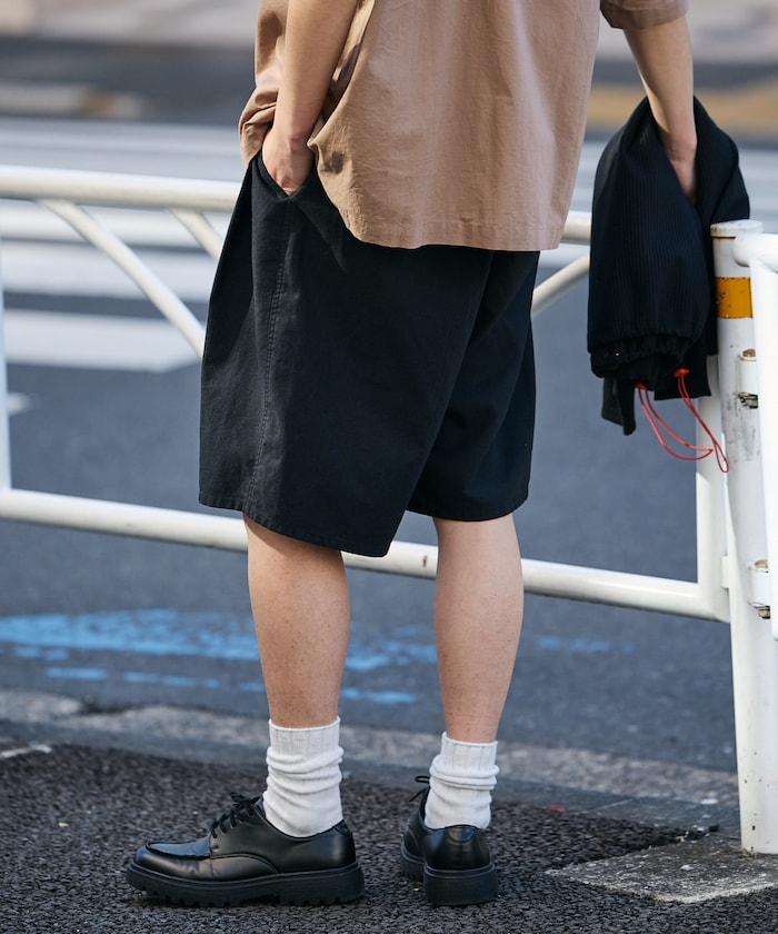 可水洗麻混 休閒短褲