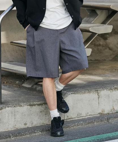 可水洗麻混 休閒短褲