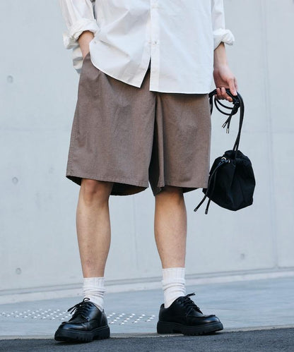 可水洗麻混 休閒短褲