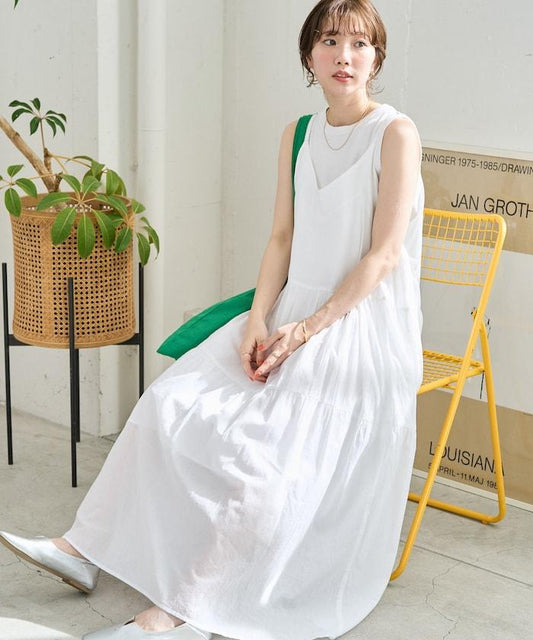 印度風層疊拼接吊帶連衣裙