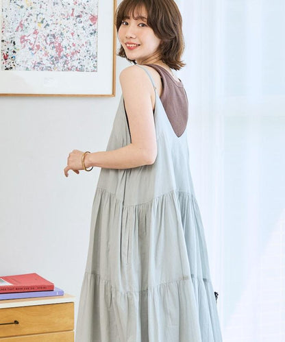 印度風層疊拼接吊帶連衣裙