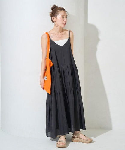 印度風層疊拼接吊帶連衣裙