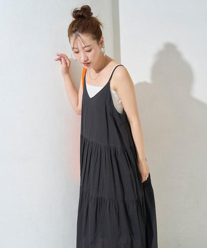 印度風層疊拼接吊帶連衣裙