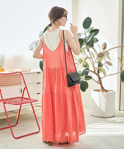 印度風層疊拼接吊帶連衣裙