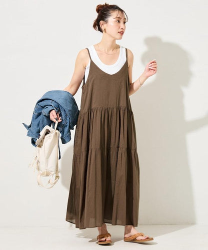 印度風層疊拼接吊帶連衣裙