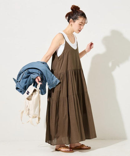 印度風層疊拼接吊帶連衣裙