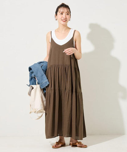 印度風層疊拼接吊帶連衣裙