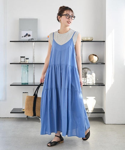 印度風層疊拼接吊帶連衣裙