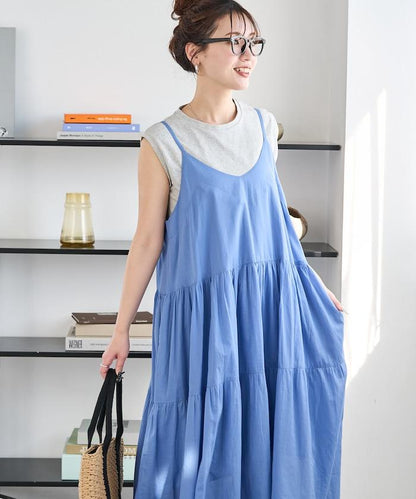 印度風層疊拼接吊帶連衣裙