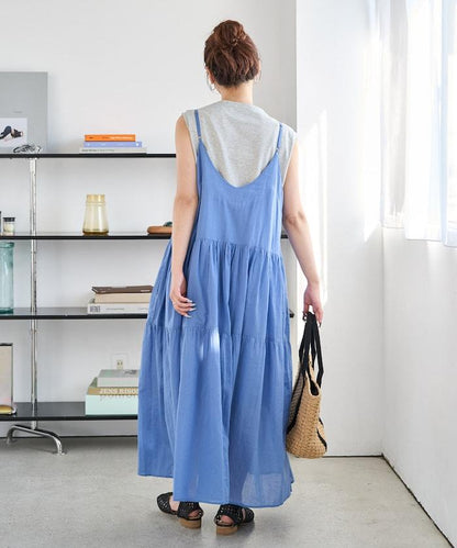 印度風層疊拼接吊帶連衣裙