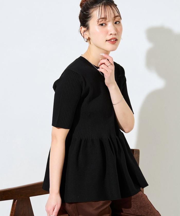 夏季針織短袖荷葉邊上衣