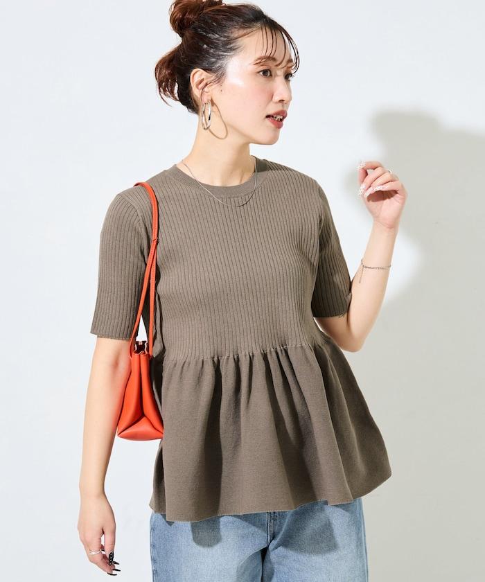 夏季針織短袖荷葉邊上衣