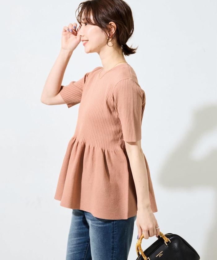 夏季針織短袖荷葉邊上衣