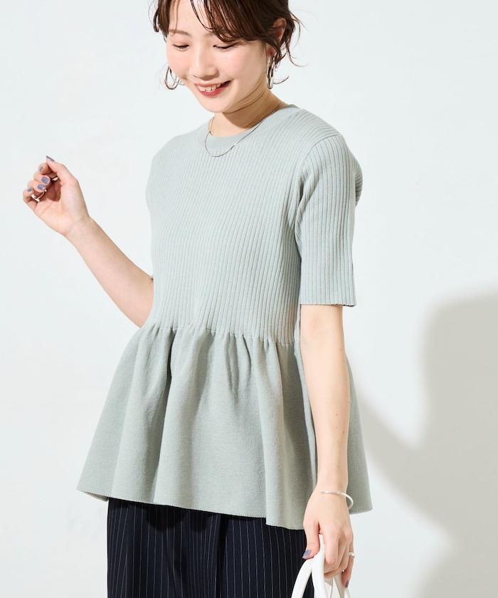 夏季針織短袖荷葉邊上衣