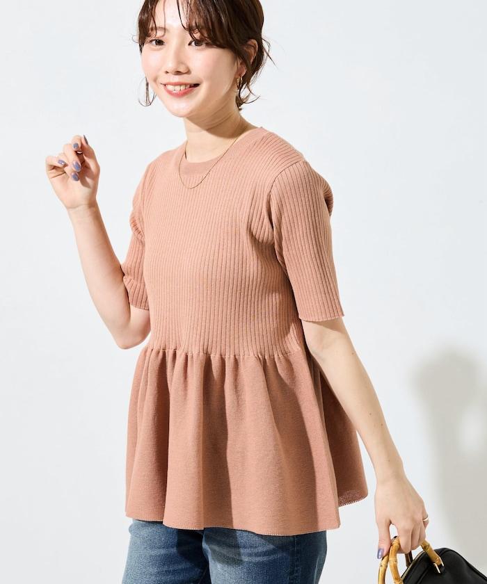 夏季針織短袖荷葉邊上衣