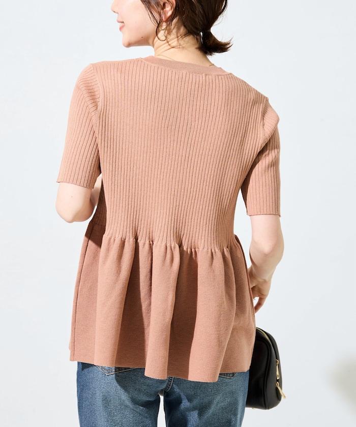 夏季針織短袖荷葉邊上衣