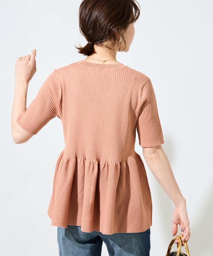 夏季針織短袖荷葉邊上衣