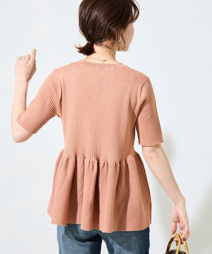 夏季針織短袖荷葉邊上衣