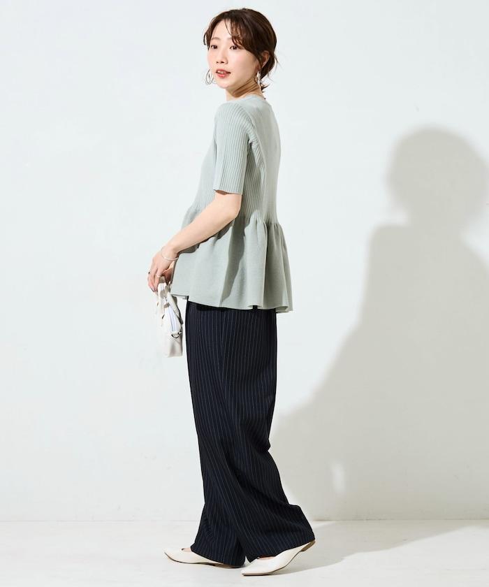 夏季針織短袖荷葉邊上衣