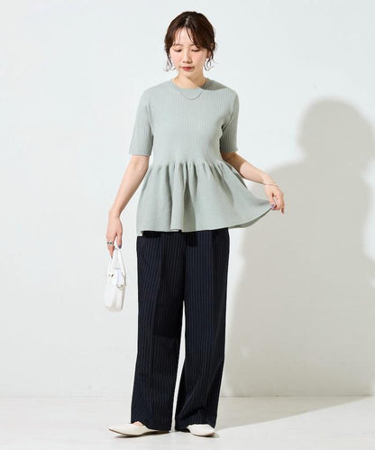 夏季針織短袖荷葉邊上衣