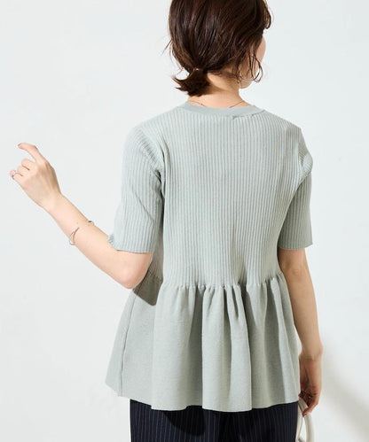 夏季針織短袖荷葉邊上衣