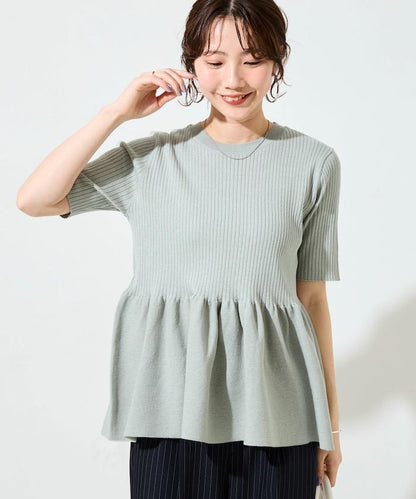 夏季針織短袖荷葉邊上衣