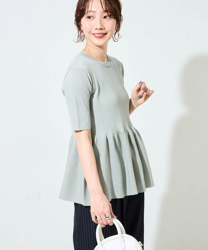 夏季針織短袖荷葉邊上衣