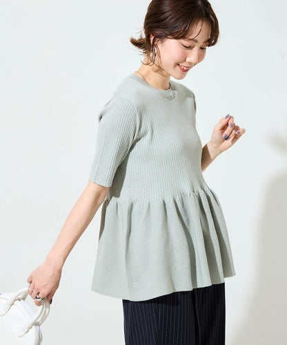 夏季針織短袖荷葉邊上衣