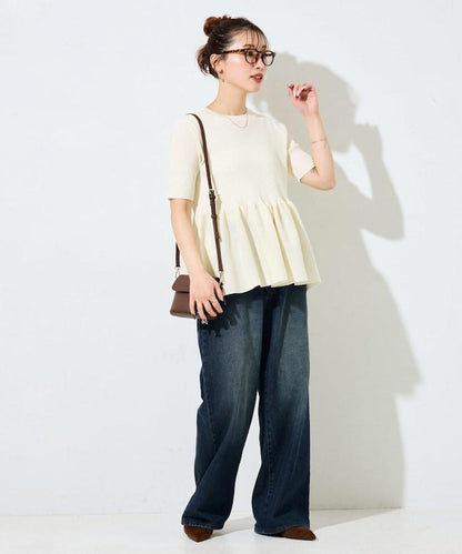 夏季針織短袖荷葉邊上衣