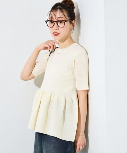 夏季針織短袖荷葉邊上衣