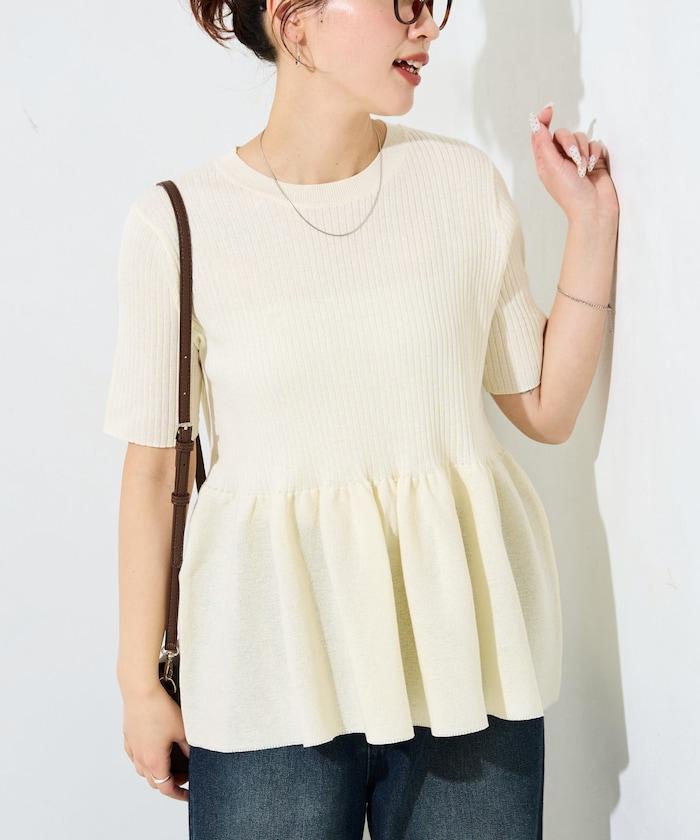 夏季針織短袖荷葉邊上衣