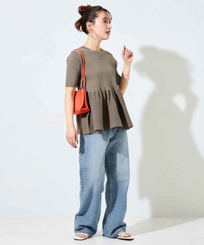 夏季針織短袖荷葉邊上衣