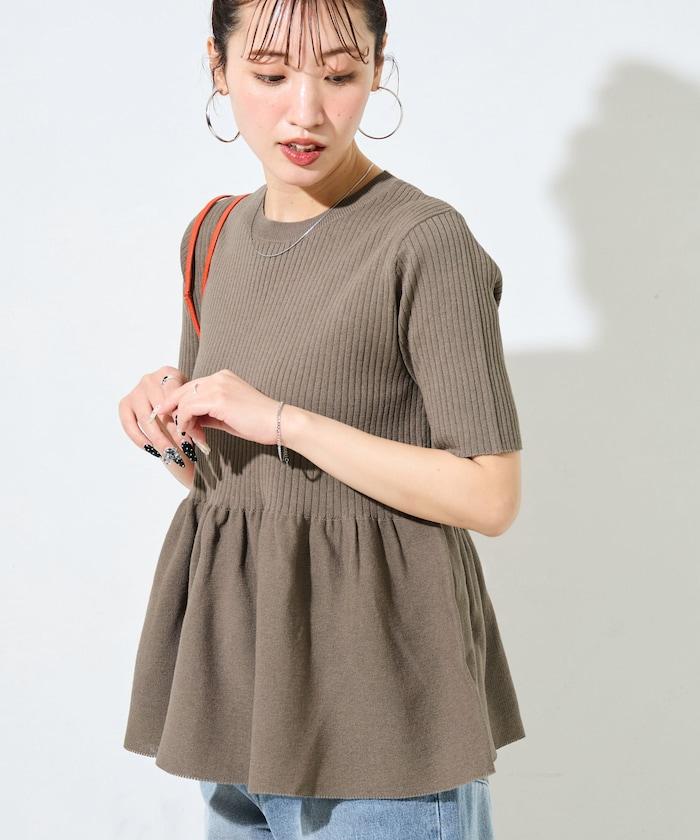 夏季針織短袖荷葉邊上衣