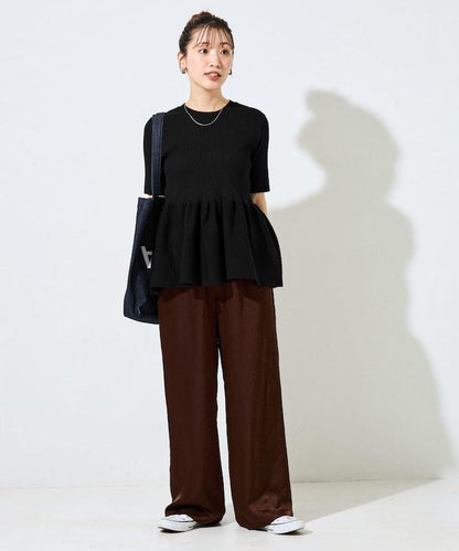 夏季針織短袖荷葉邊上衣