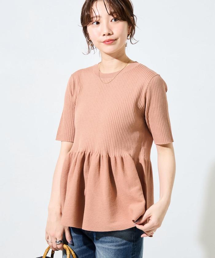 夏季針織短袖荷葉邊上衣