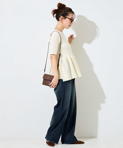 夏季針織短袖荷葉邊上衣